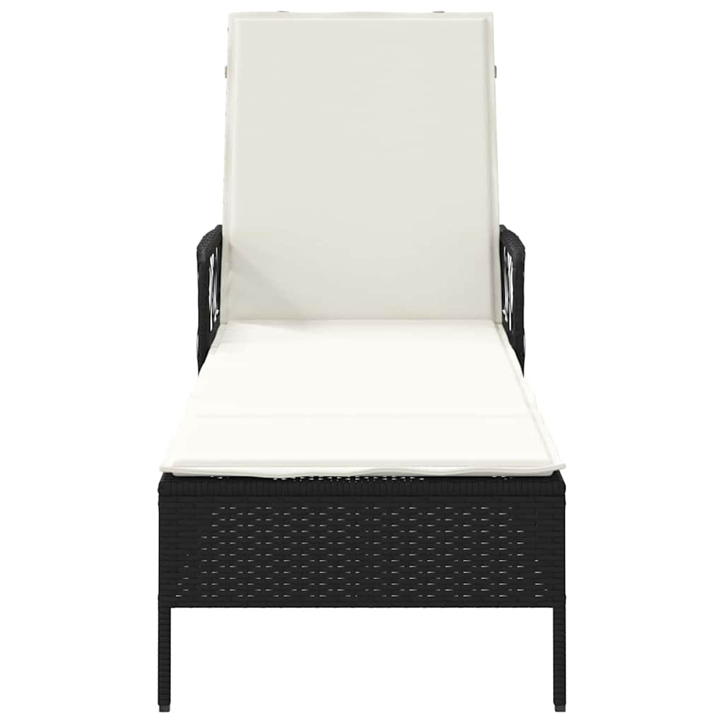 vidaXL Leżak Czarny i kremowo-biały 55 x 200 x 92 cm polirattan