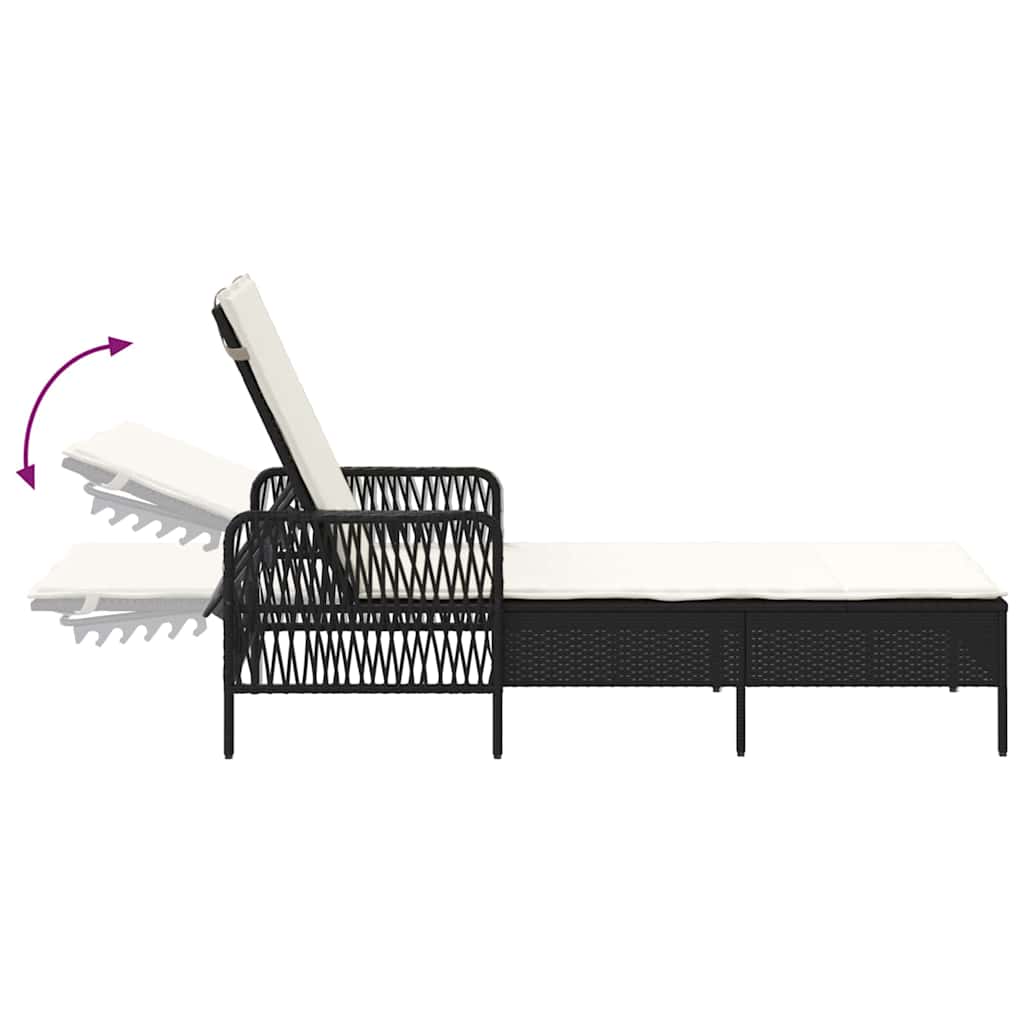 vidaXL Leżak Czarny i kremowo-biały 55 x 200 x 92 cm polirattan