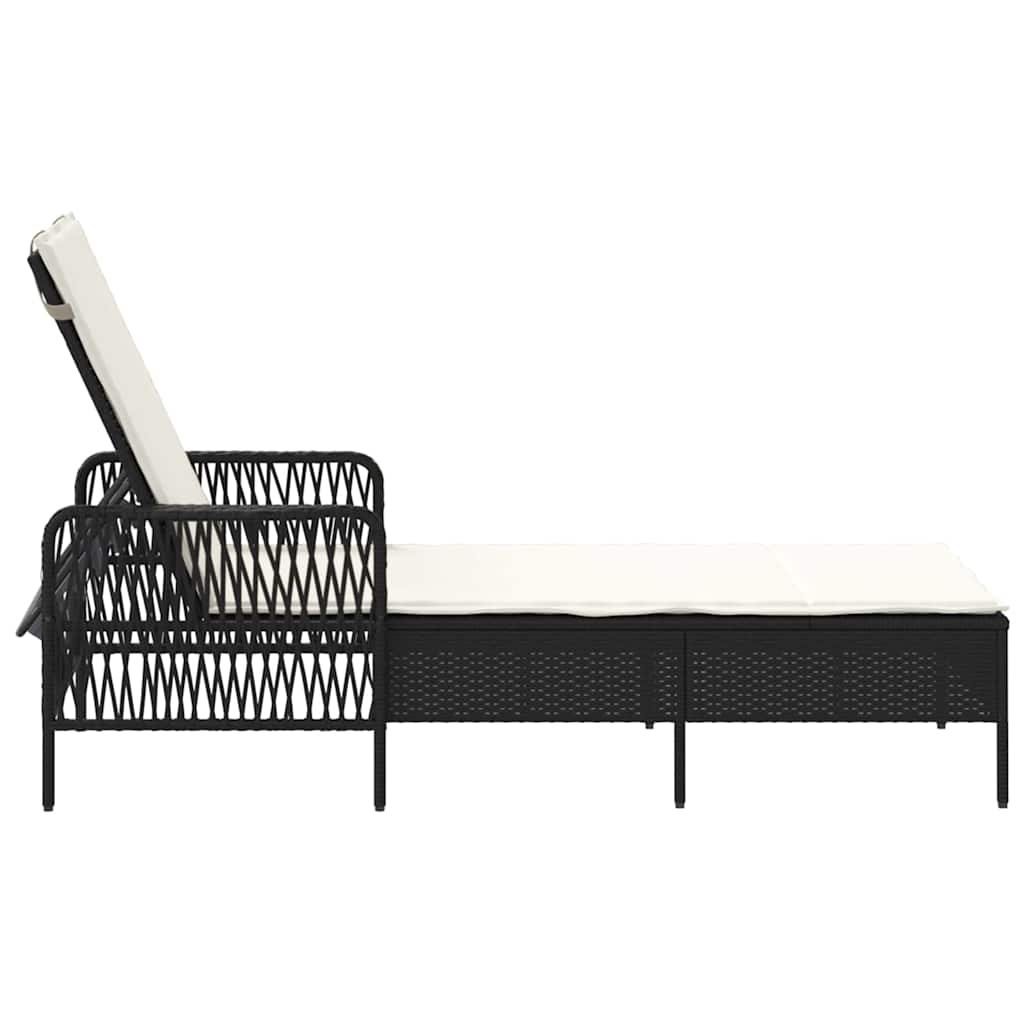 vidaXL Leżak Czarny i kremowo-biały 55 x 200 x 92 cm polirattan