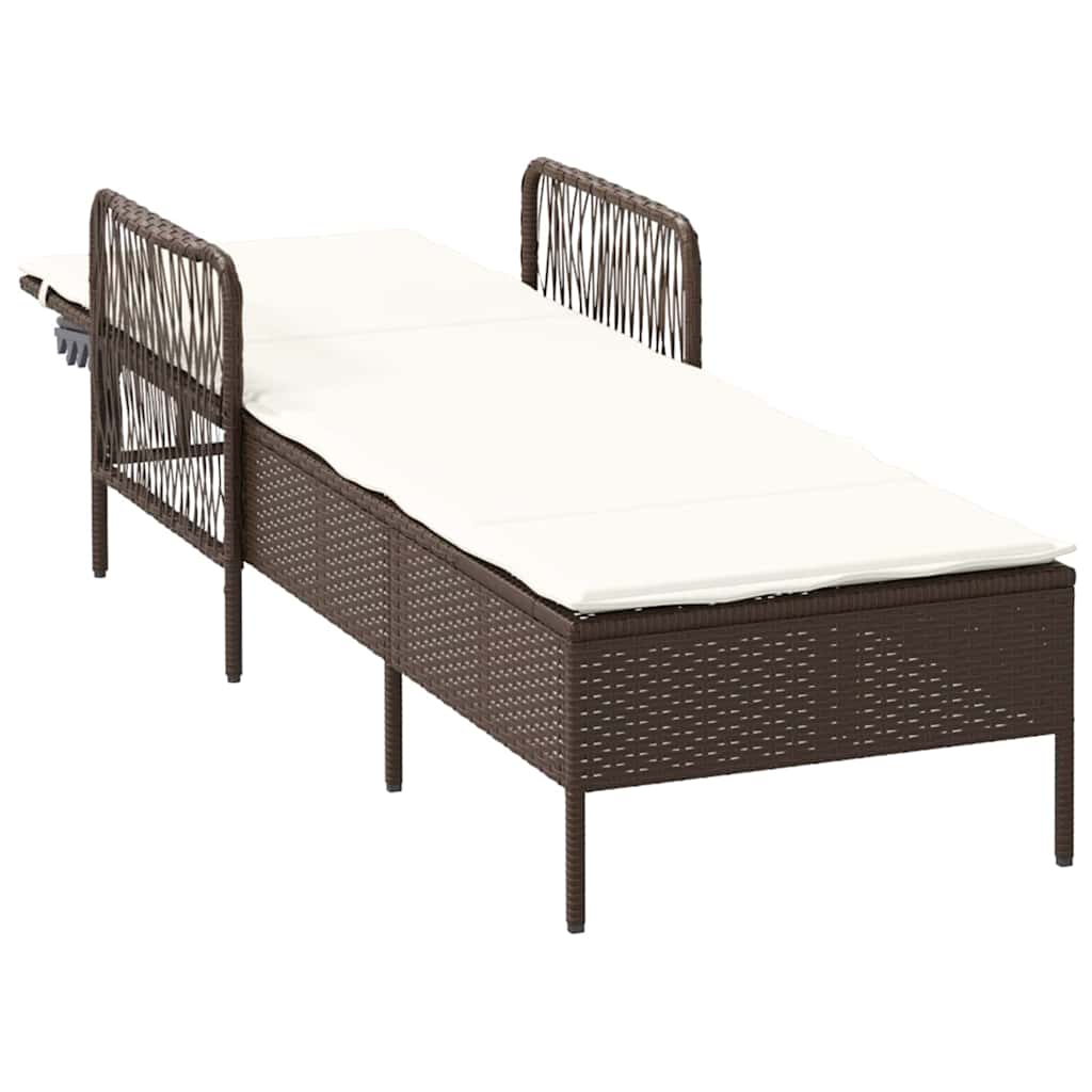 vidaXL Leżak Brązowy i kremowy biały 55 x 200 x 92 cm polirattan