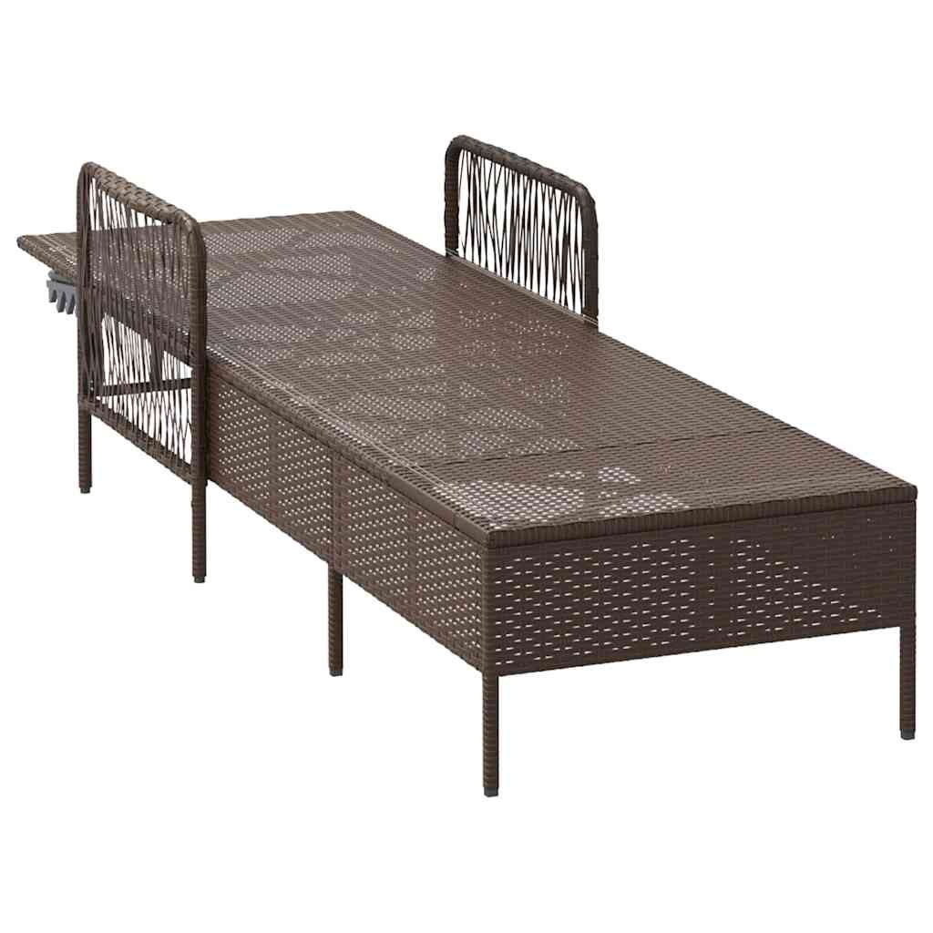 vidaXL Leżak Brązowy i kremowy biały 55 x 200 x 92 cm polirattan