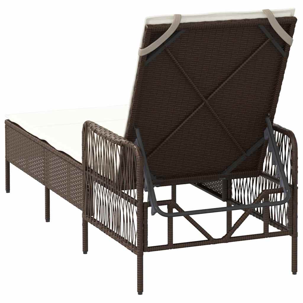 vidaXL Leżak Brązowy i kremowy biały 55 x 200 x 92 cm polirattan