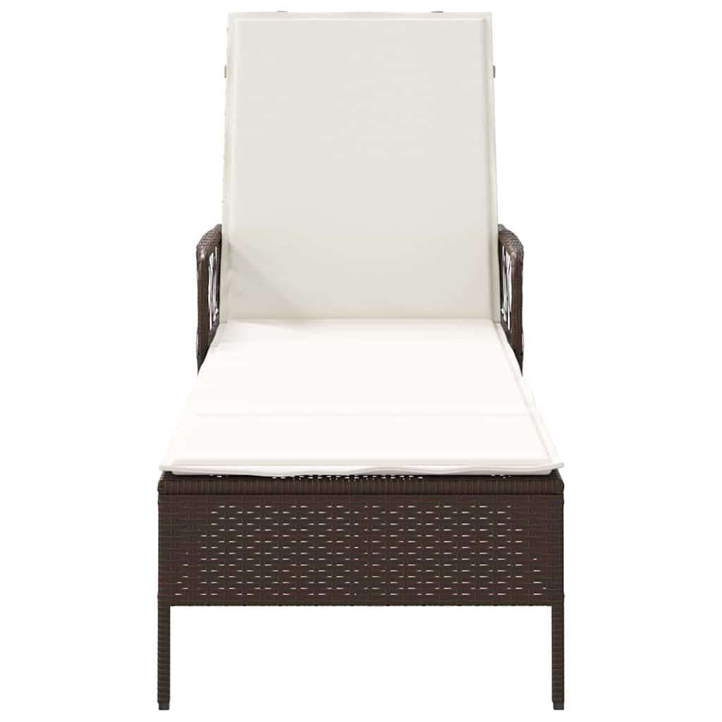 vidaXL Leżak Brązowy i kremowy biały 55 x 200 x 92 cm polirattan