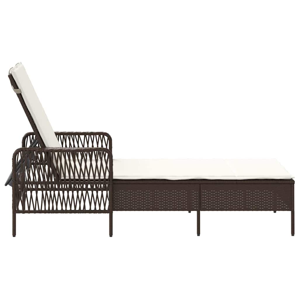 vidaXL Leżak Brązowy i kremowy biały 55 x 200 x 92 cm polirattan