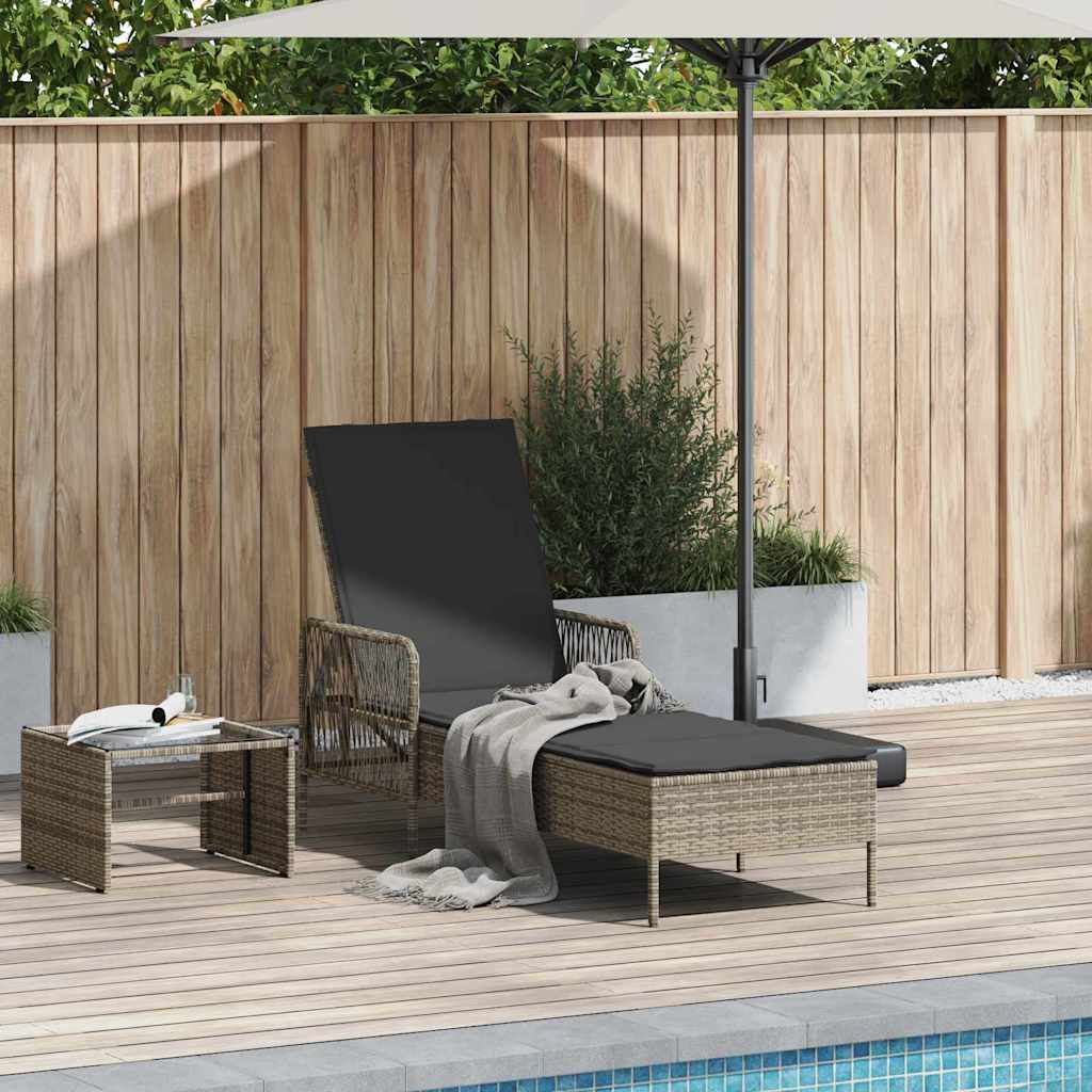 vidaXL Leżak Szary i ciemnoszary 200 x 55 x 92 cm polirattan
