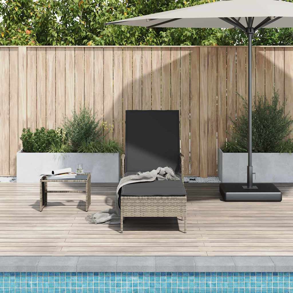 vidaXL Leżak Szary i ciemnoszary 200 x 55 x 92 cm polirattan