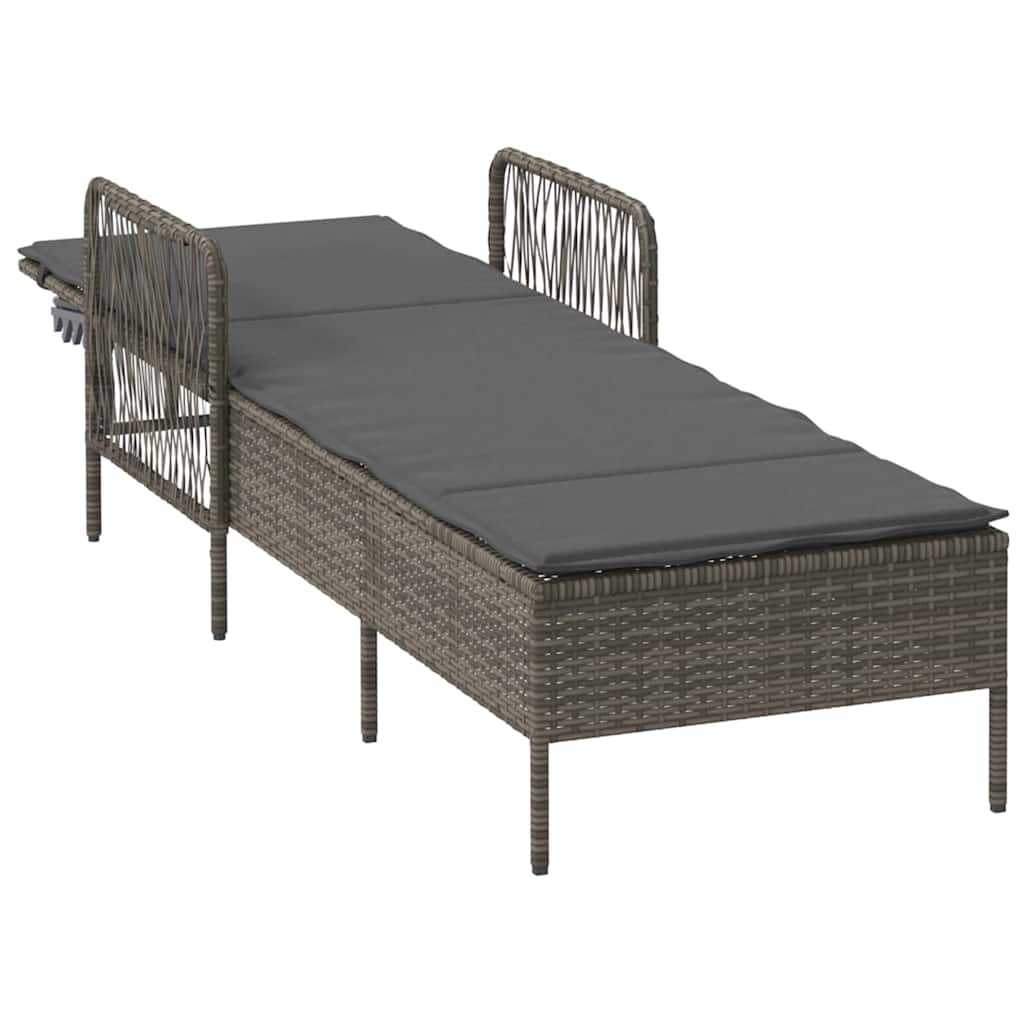 vidaXL Leżak Szary i ciemnoszary 200 x 55 x 92 cm polirattan