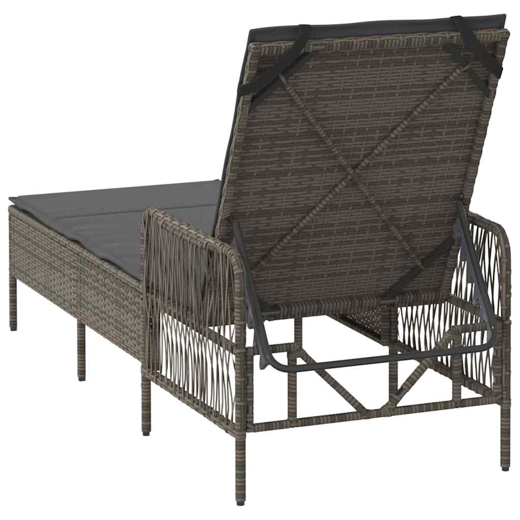vidaXL Leżak Szary i ciemnoszary 200 x 55 x 92 cm polirattan