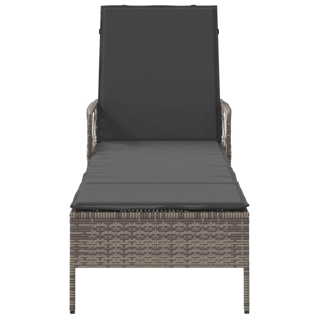 vidaXL Leżak Szary i ciemnoszary 200 x 55 x 92 cm polirattan