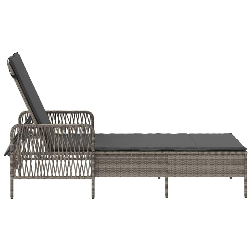 vidaXL Leżak Szary i ciemnoszary 200 x 55 x 92 cm polirattan