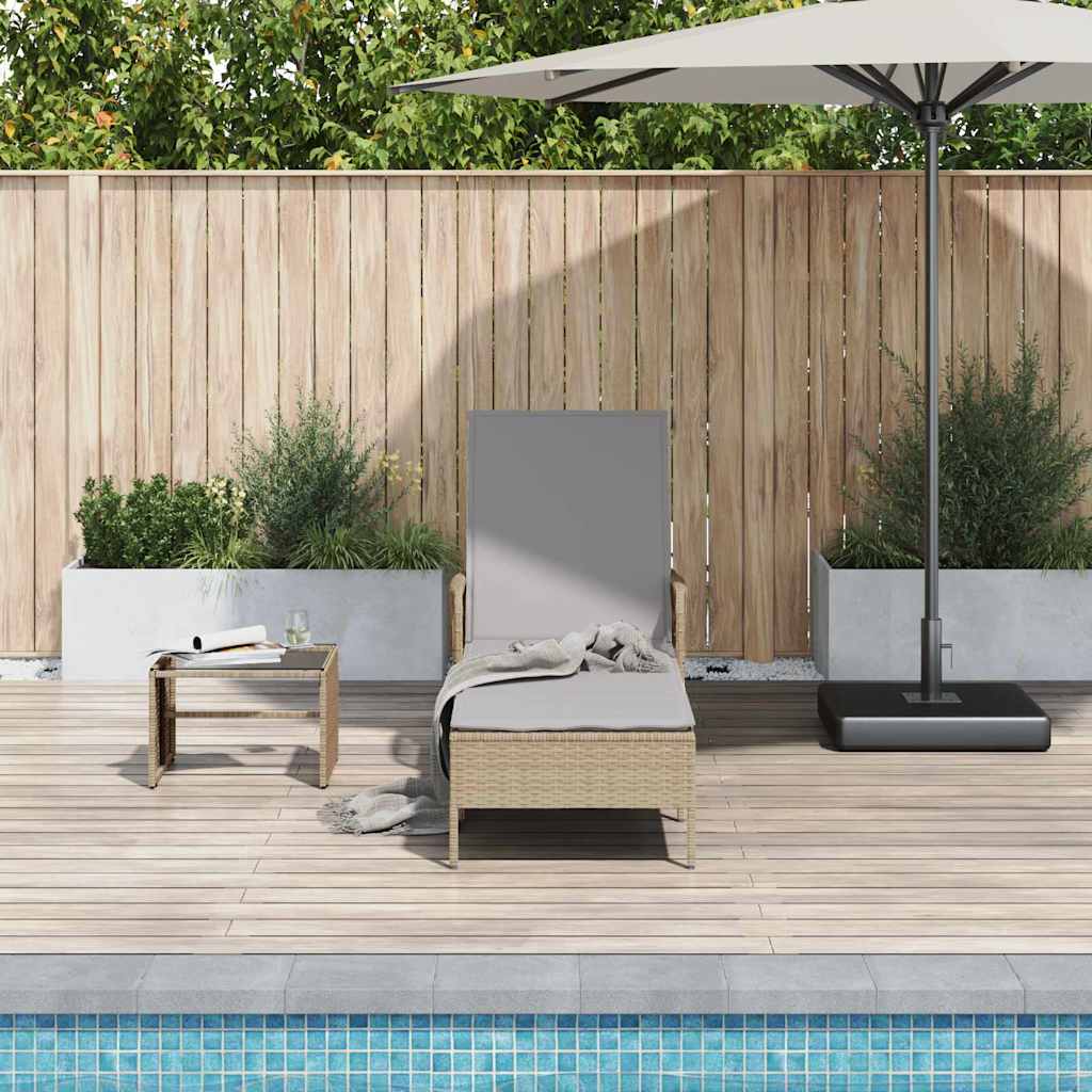 vidaXL Leżak Beżowy i jasnoszary 200 x 55 x 92 cm polirattan