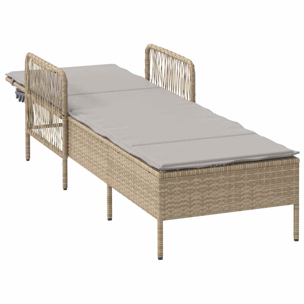 vidaXL Leżak Beżowy i jasnoszary 200 x 55 x 92 cm polirattan