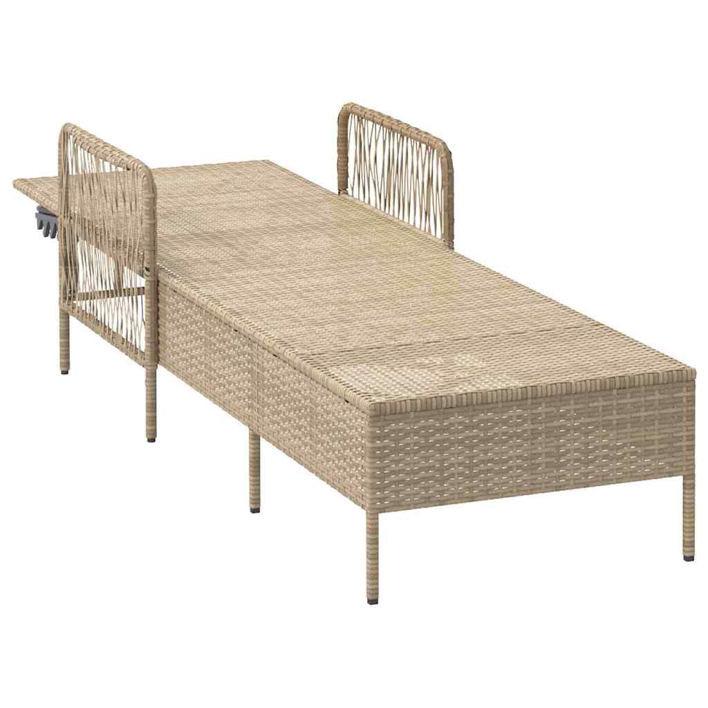 vidaXL Leżak Beżowy i jasnoszary 200 x 55 x 92 cm polirattan