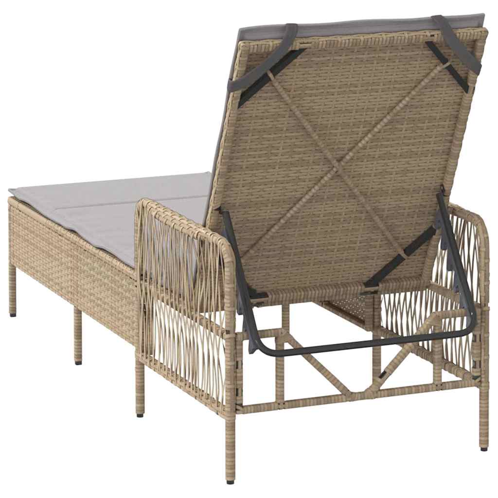 vidaXL Leżak Beżowy i jasnoszary 200 x 55 x 92 cm polirattan