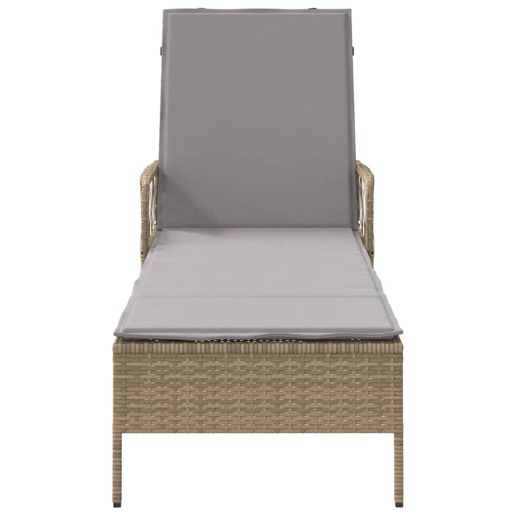 vidaXL Leżak Beżowy i jasnoszary 200 x 55 x 92 cm polirattan