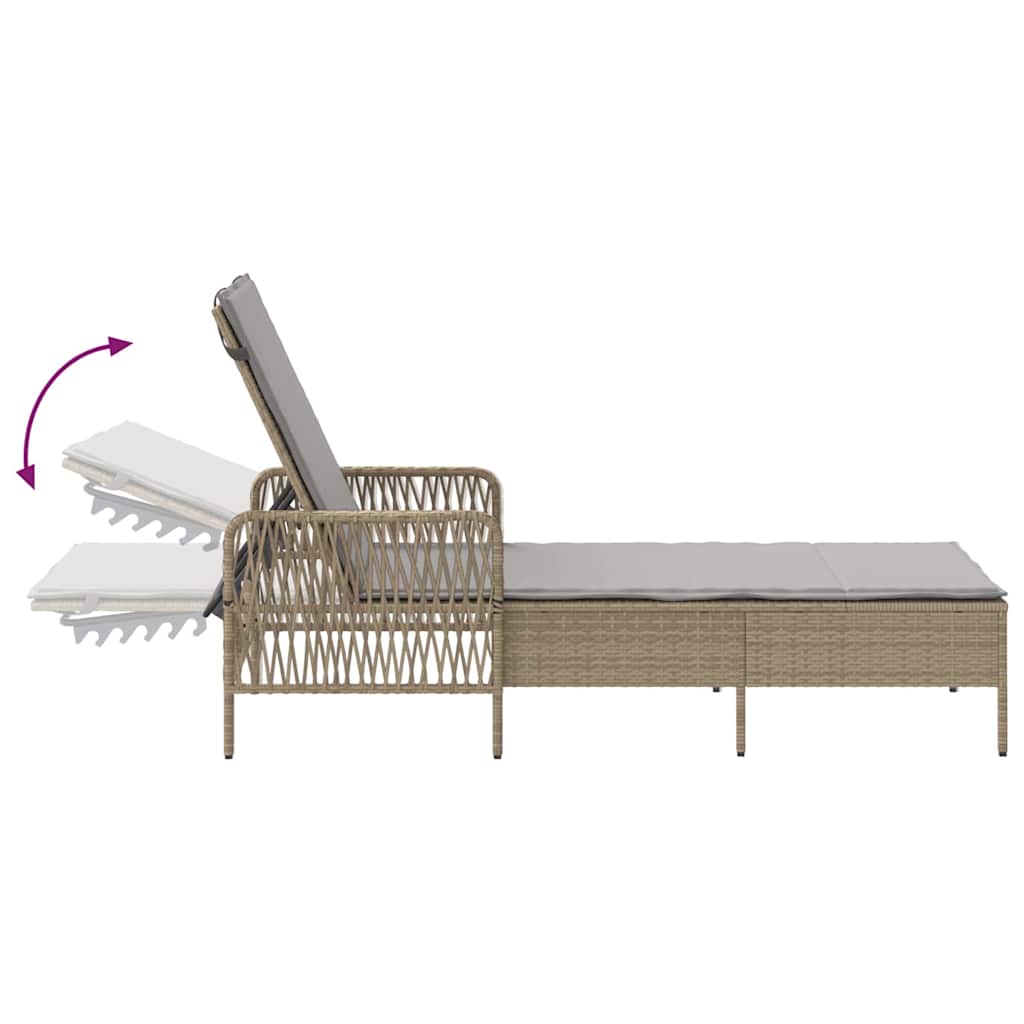 vidaXL Leżak Beżowy i jasnoszary 200 x 55 x 92 cm polirattan