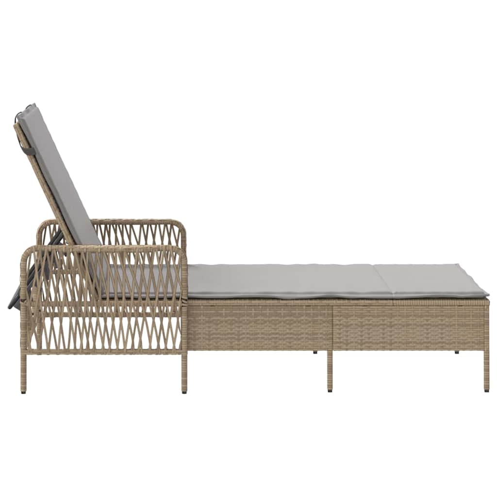 vidaXL Leżak Beżowy i jasnoszary 200 x 55 x 92 cm polirattan