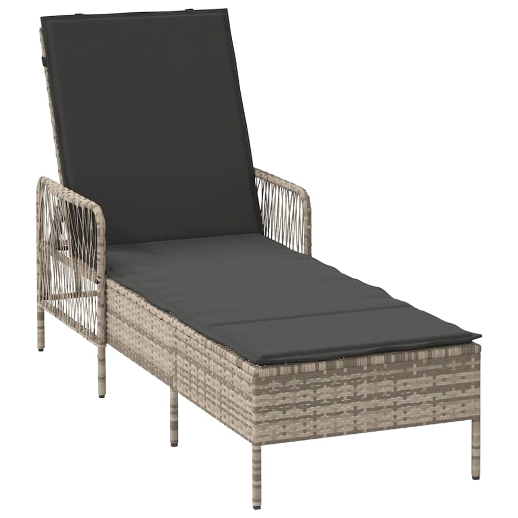 vidaXL Leżak Jasnoszary i ciemnoszary 200 x 55 x 92 cm polirattan