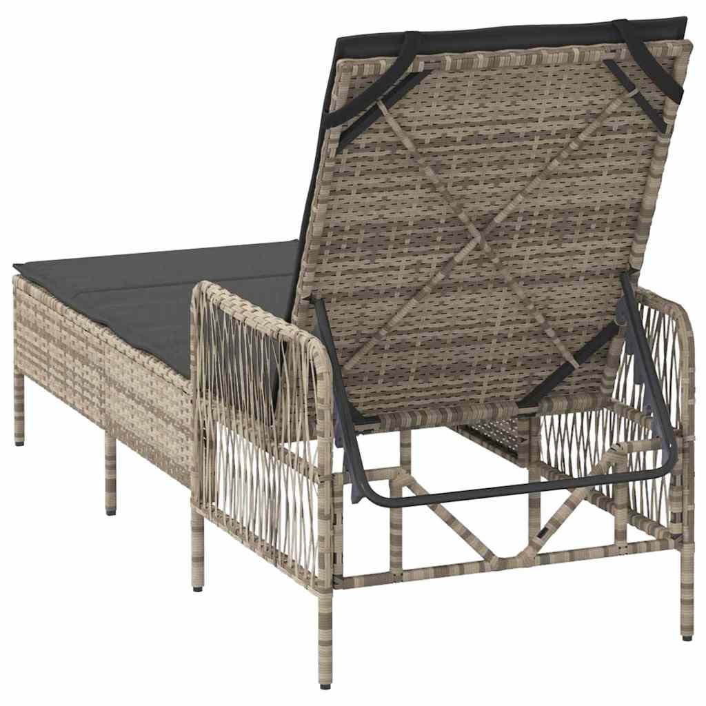 vidaXL Leżak Jasnoszary i ciemnoszary 200 x 55 x 92 cm polirattan