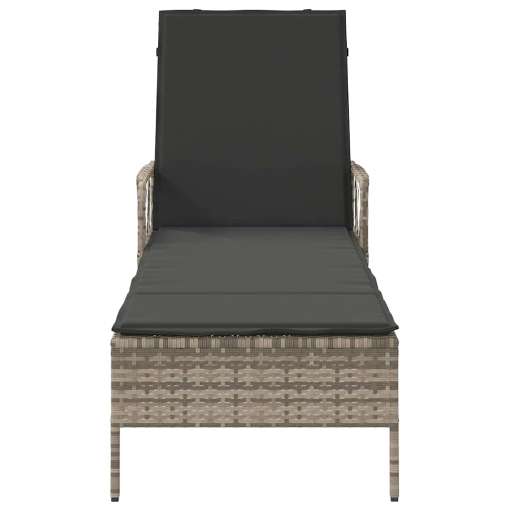 vidaXL Leżak Jasnoszary i ciemnoszary 200 x 55 x 92 cm polirattan