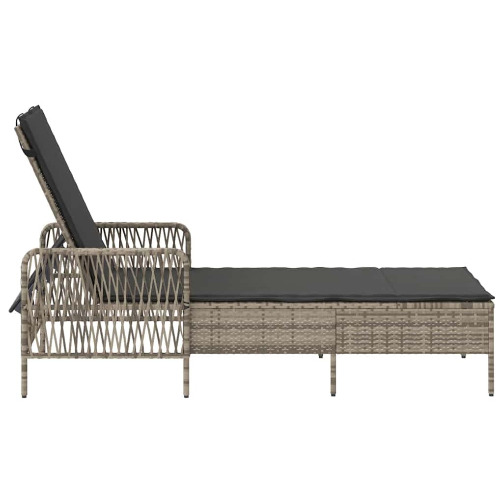 vidaXL Leżak Jasnoszary i ciemnoszary 200 x 55 x 92 cm polirattan