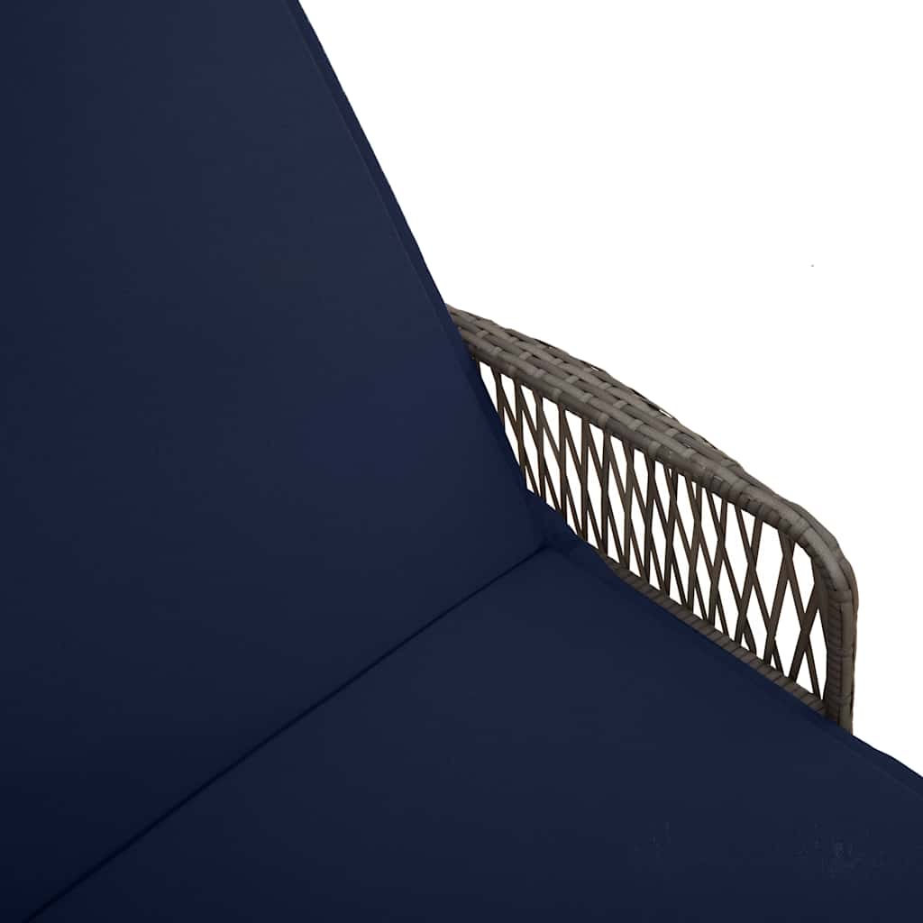 vidaXL Leżak Szary i granatowy 200 x 55 x 92 cm polirattan