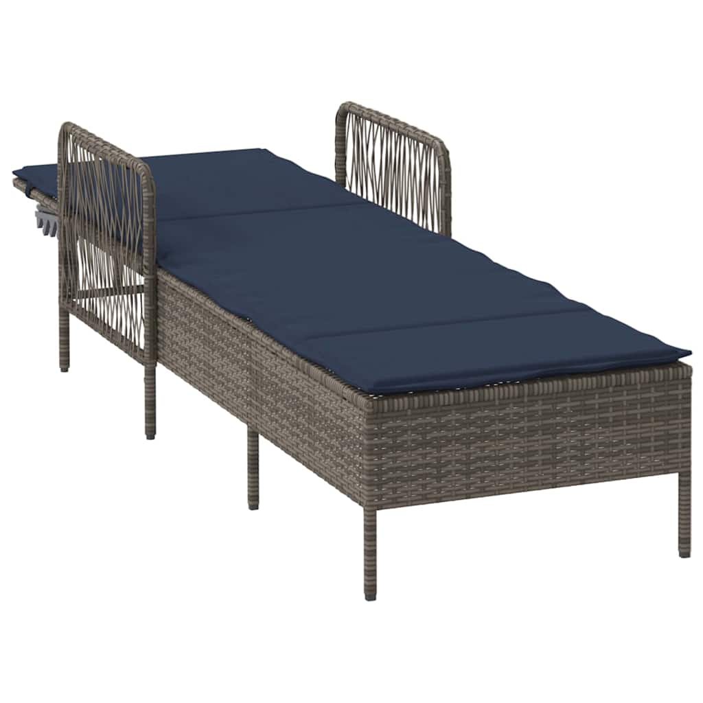 vidaXL Leżak Szary i granatowy 200 x 55 x 92 cm polirattan
