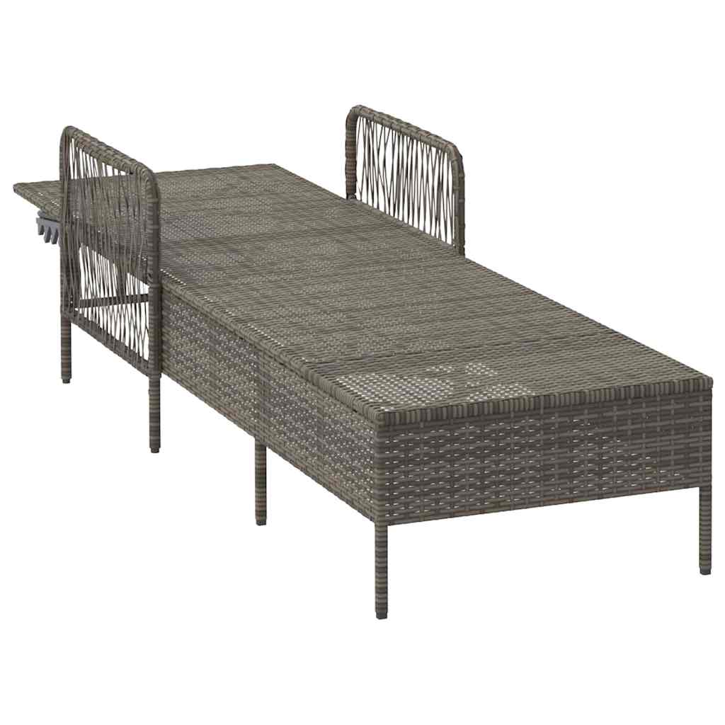 vidaXL Leżak Szary i granatowy 200 x 55 x 92 cm polirattan