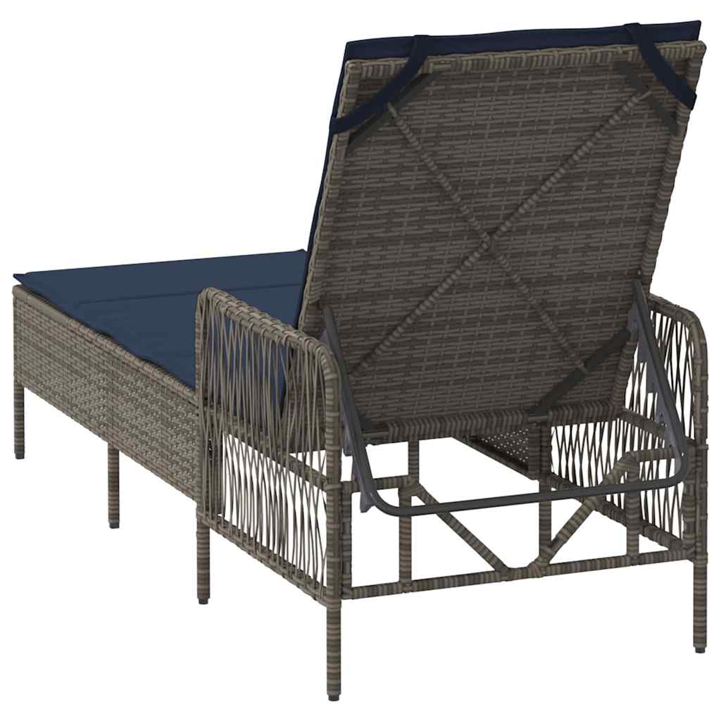 vidaXL Leżak Szary i granatowy 200 x 55 x 92 cm polirattan