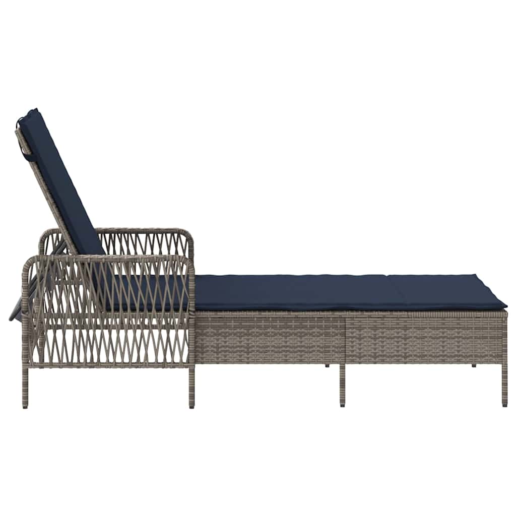 vidaXL Leżak Szary i granatowy 200 x 55 x 92 cm polirattan