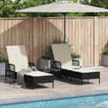vidaXL Leżak 3 pcs Czarny i kremowo-biały 55 x 200 x 92 cm polirattan