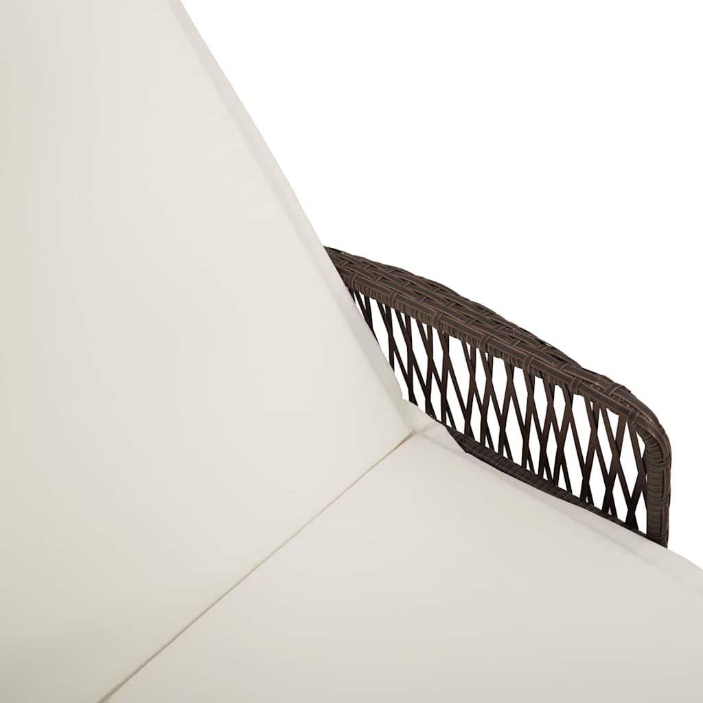 vidaXL Leżak 3 pcs Brązowy i kremowy biały 200 x 55 x 92 cm polirattan