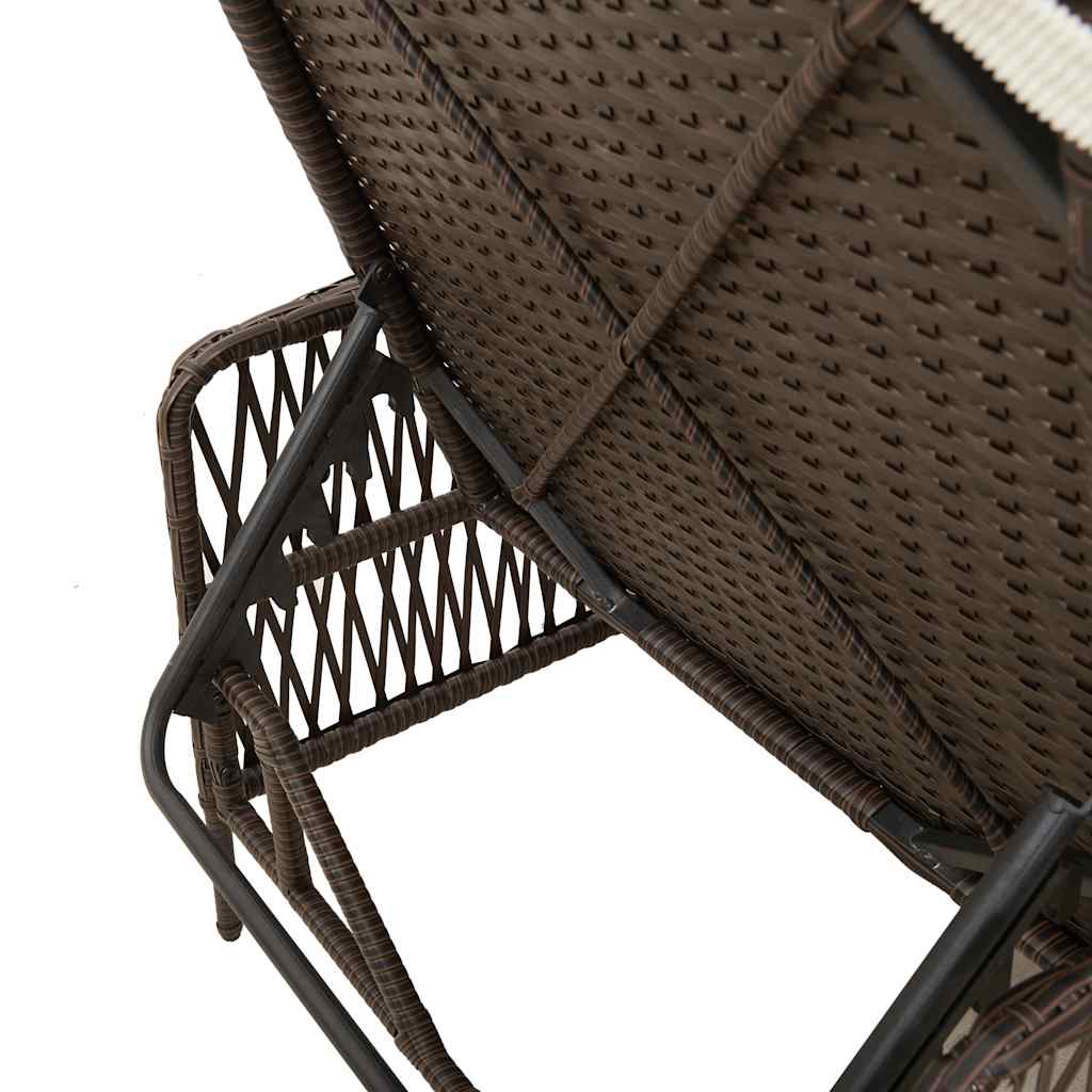 vidaXL Leżak 3 pcs Brązowy i kremowy biały 200 x 55 x 92 cm polirattan