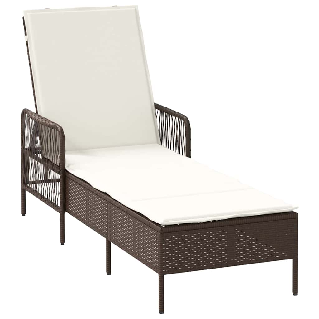 vidaXL Leżak 3 pcs Brązowy i kremowy biały 200 x 55 x 92 cm polirattan