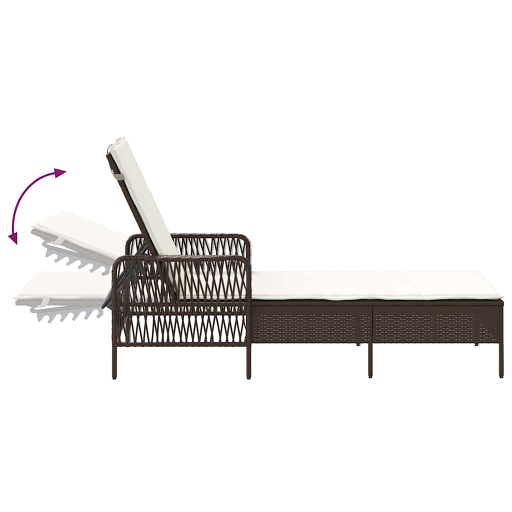 vidaXL Leżak 3 pcs Brązowy i kremowy biały 200 x 55 x 92 cm polirattan