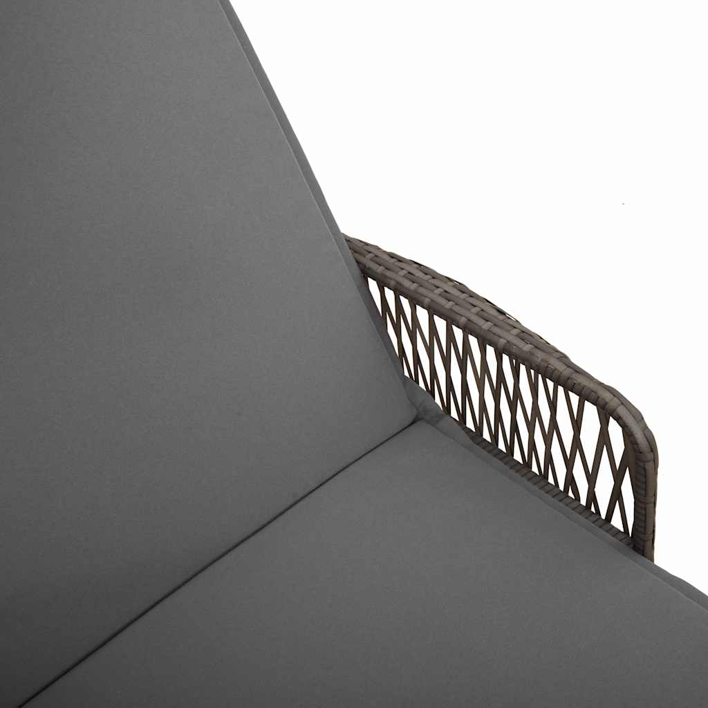 vidaXL Leżak 3 pcs Szary i ciemnoszary 55 x 200 x 92 cm polirattan