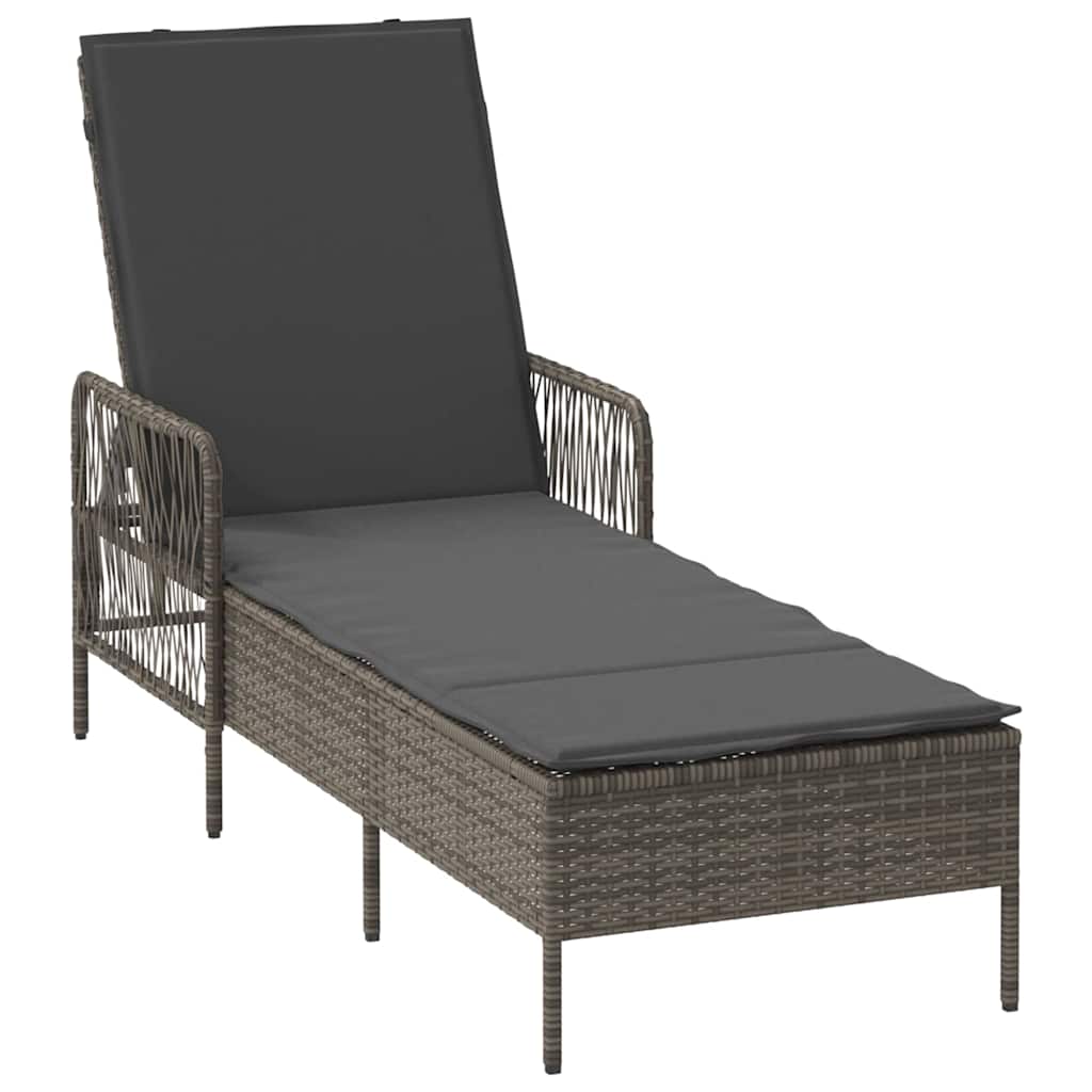 vidaXL Leżak 3 pcs Szary i ciemnoszary 55 x 200 x 92 cm polirattan