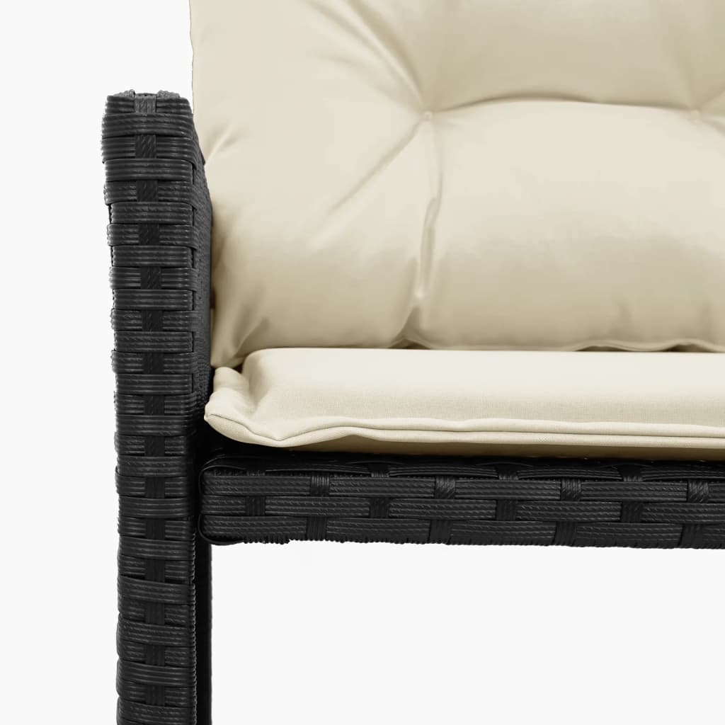vidaXL Narożnik ogrodowy z poduszkami i stolikiem, rattan PE, czarny