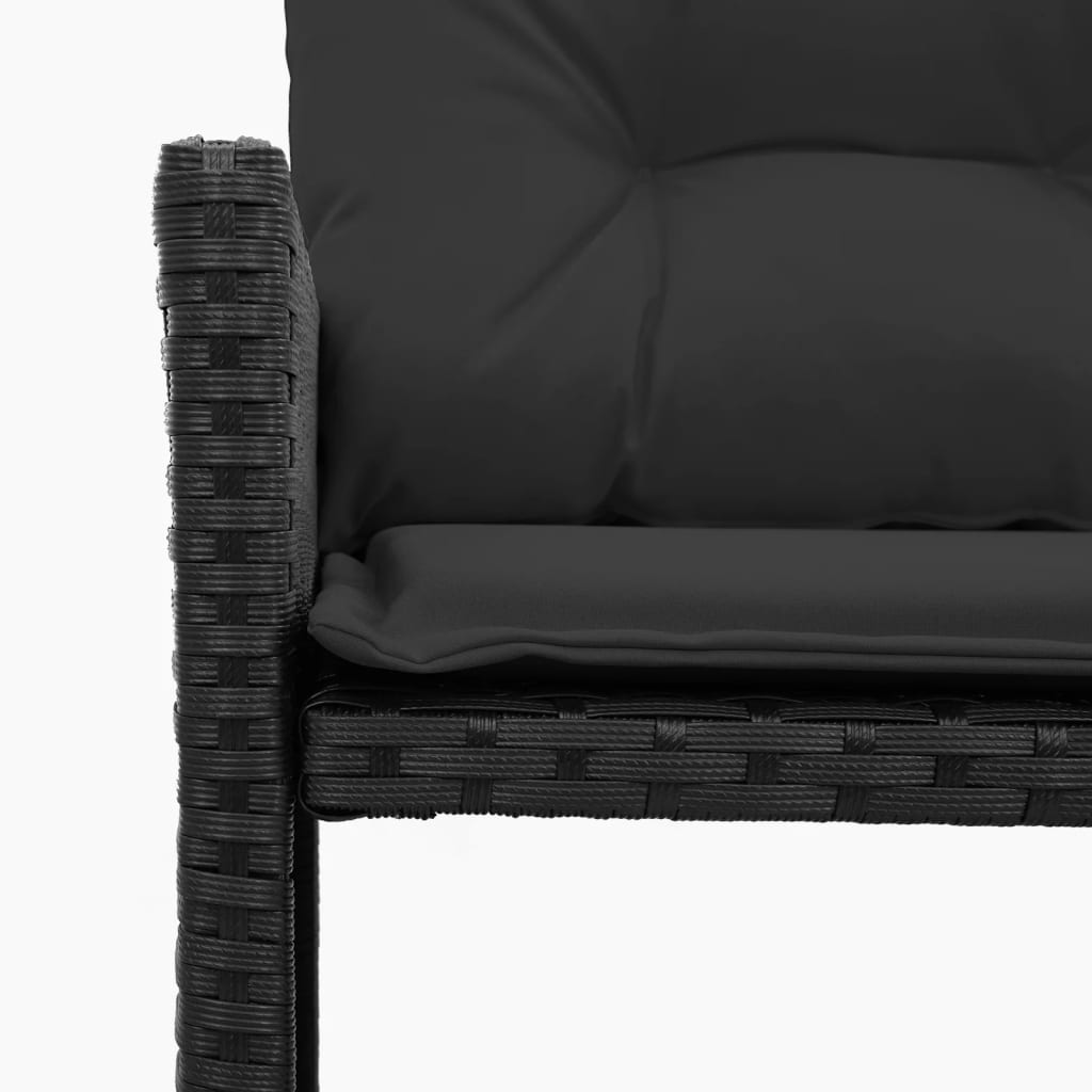 vidaXL Narożnik ogrodowy z poduszkami i stolikiem, rattan PE, czarny