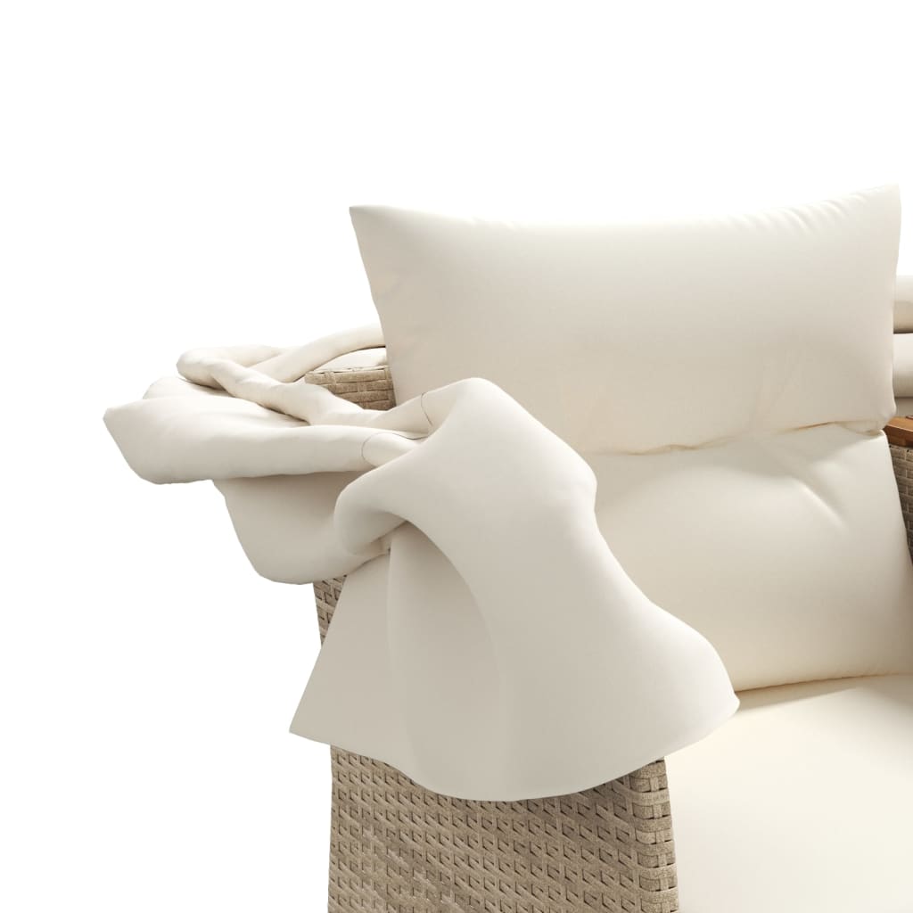 vidaXL 2-os. sofa ogrodowa z zadaszeniem i stołkami, beżowa, rattan PE