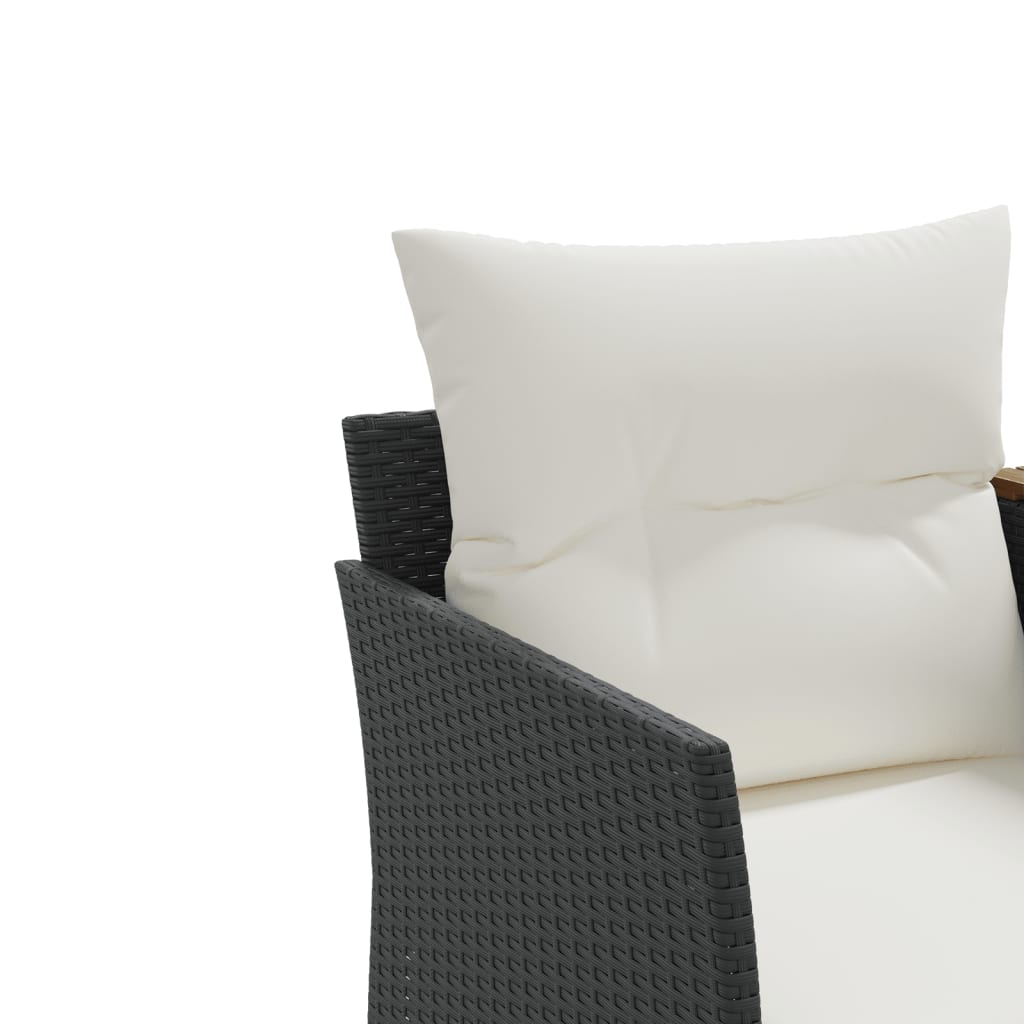 vidaXL 2-osobowa sofa ogrodowa z podnóżkami, czarna, polirattan
