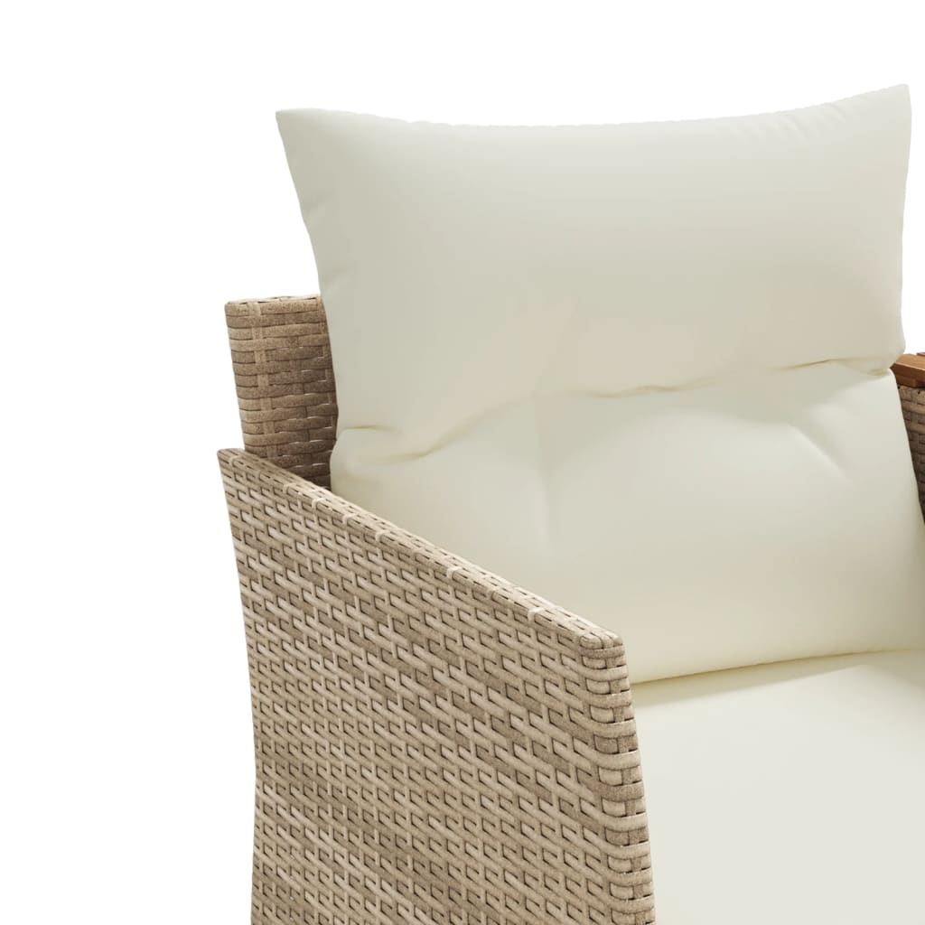 vidaXL Sofa ogrodowa 2-osobowa ze stołkami, beżowa, rattan PE