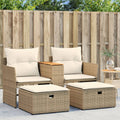 vidaXL Sofa ogrodowa 2-osobowa ze stołkami, beżowa, rattan PE