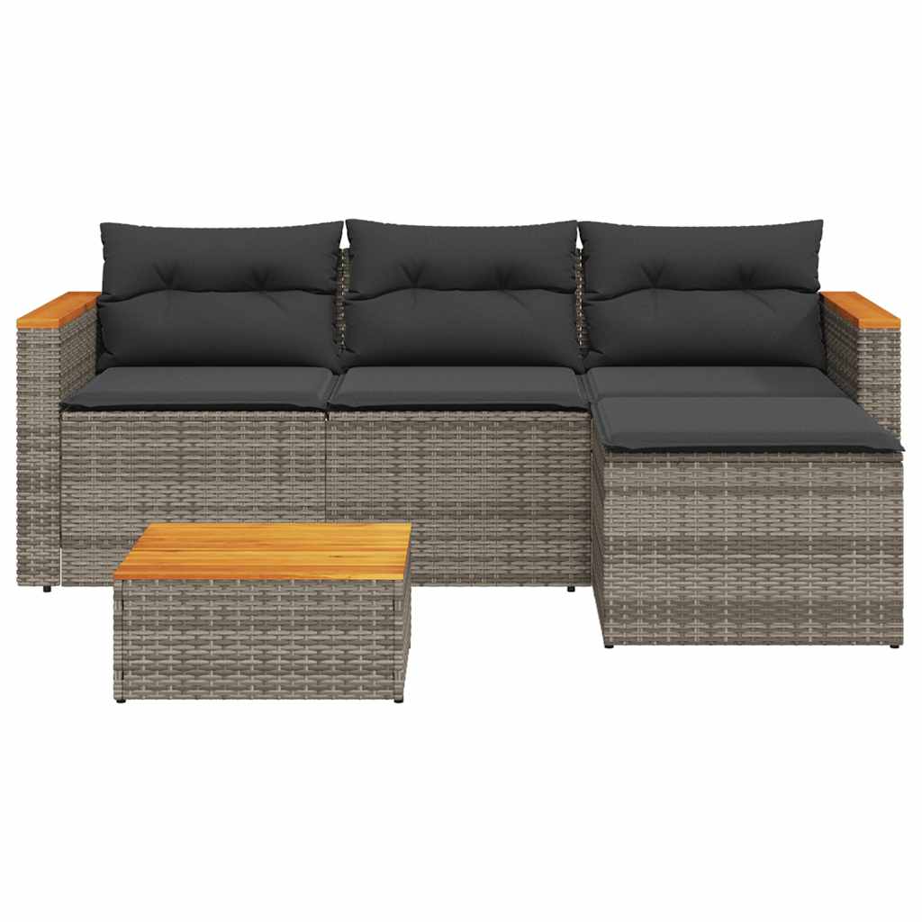 vidaXL 3-częściowa sofa do ogrodu, z poduszkami, szara, polirattanowa