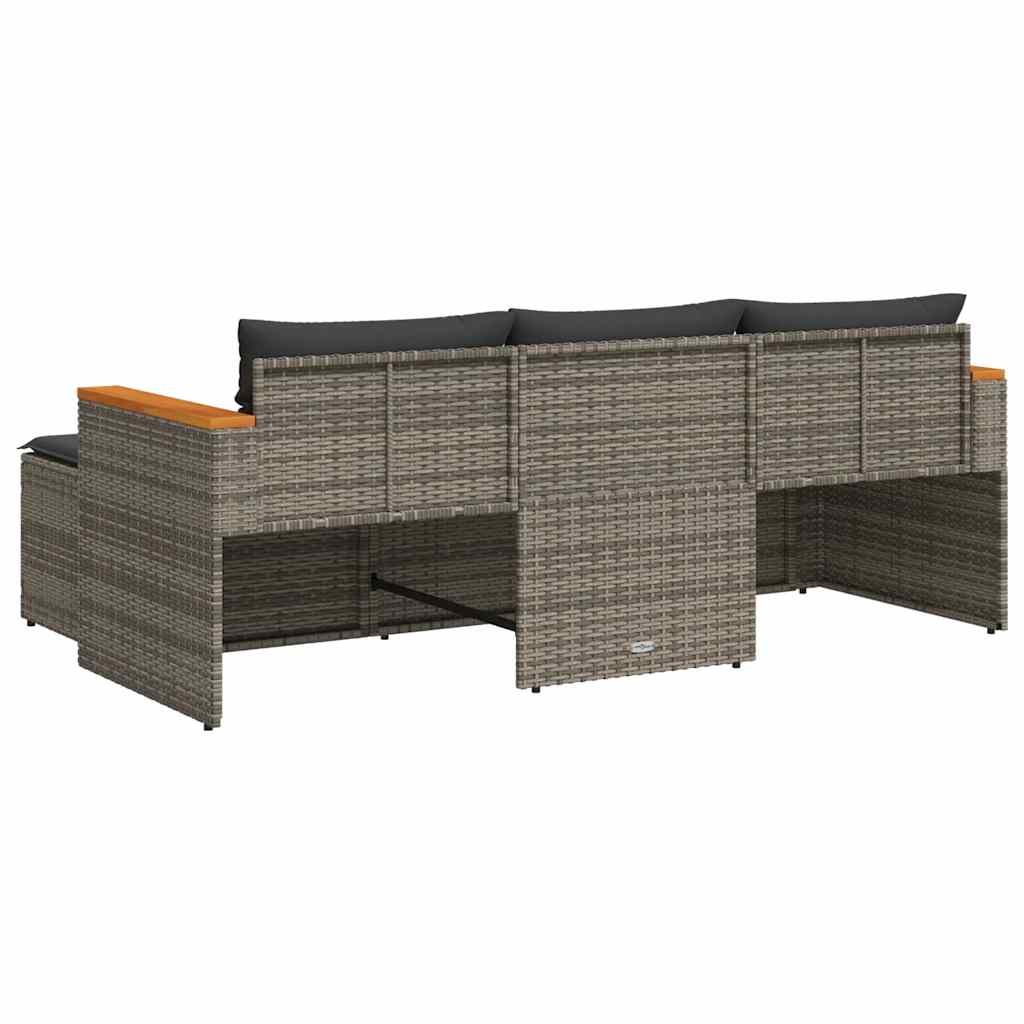 vidaXL 3-częściowa sofa do ogrodu, z poduszkami, szara, polirattanowa