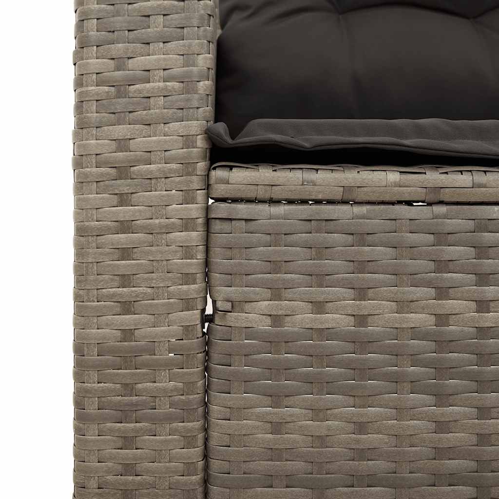 vidaXL 3-częściowa sofa do ogrodu, z poduszkami, szara, polirattanowa