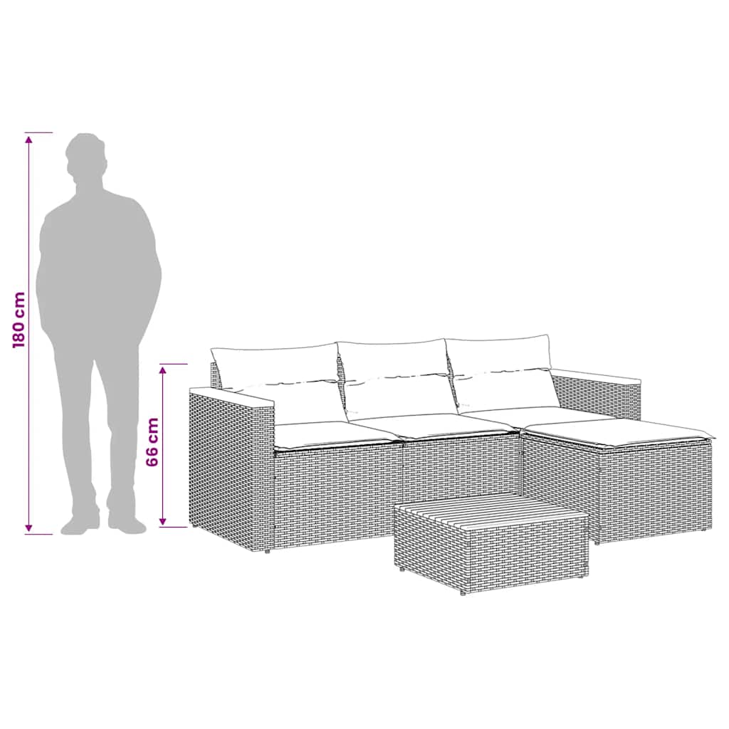vidaXL 3-częściowa sofa do ogrodu, z poduszkami, szara, polirattanowa