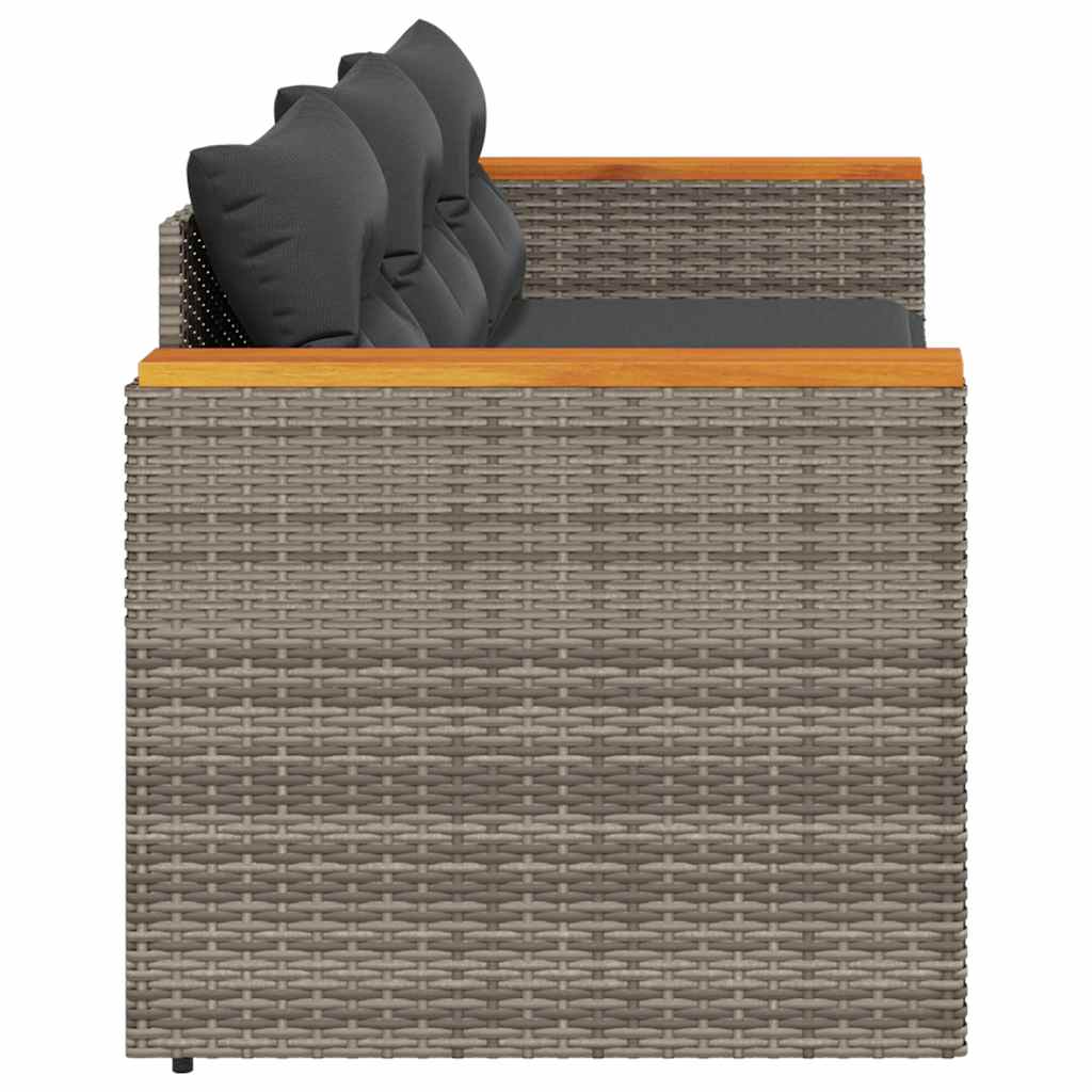 vidaXL 3-osobowa sofa ogrodowa z poduszkami, szara, polirattan