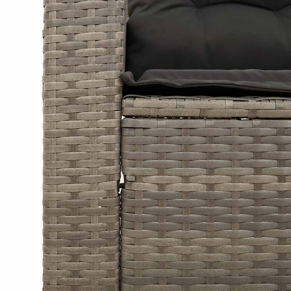 vidaXL 3-osobowa sofa ogrodowa z poduszkami, szara, polirattan