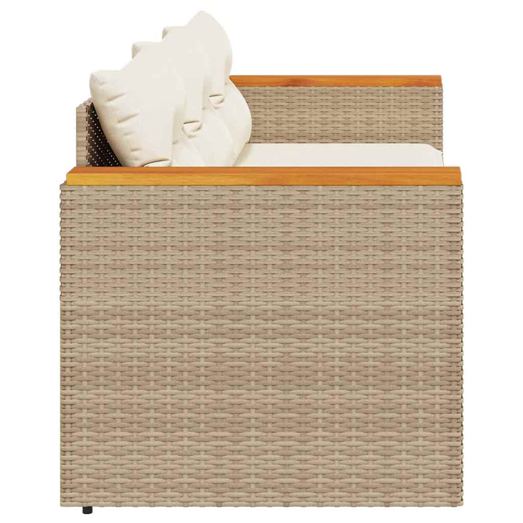 vidaXL Sofa ogrodowa z poduszkami, 3-osobowa, beż, polirattan